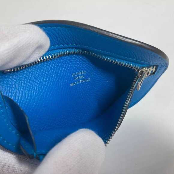 HERMES SURF Wallet Coin Compartment coin purse Epsom blue/SilverHardware - Picture 7 of 9